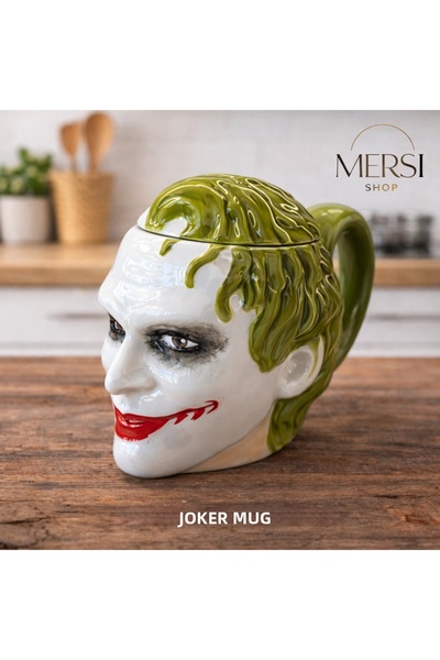 Mersi SHOP كوب جوكر - كوب قهوة وشاي من السيراميك بتصميم جوكر مع غطاء