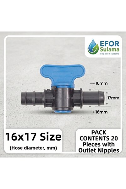 EFOR Sulama 16 mm Pipe and Gasket Connection Drip Irrigation Valve - Outlet N...