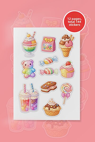 To Design Lab مجموعة ملصقات كاندي وورلد 4 مجموعات مختلفة 12 ورقة/144 ملصق