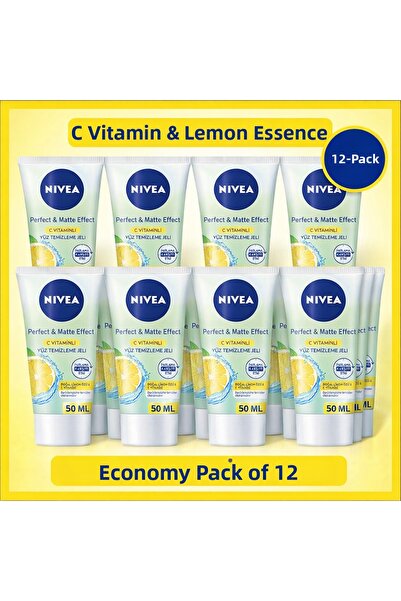 NIVEA Perfect&Matte Facial Cleansing Gel 50ml, Vitamin C, Mattifying, Anti-Sh...