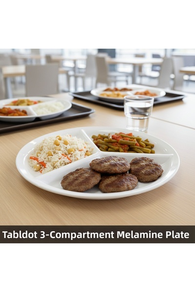 BİODATA 6 Pcs 3-Compartment Melamine Tableware Plate - Thick Material, Suitab...