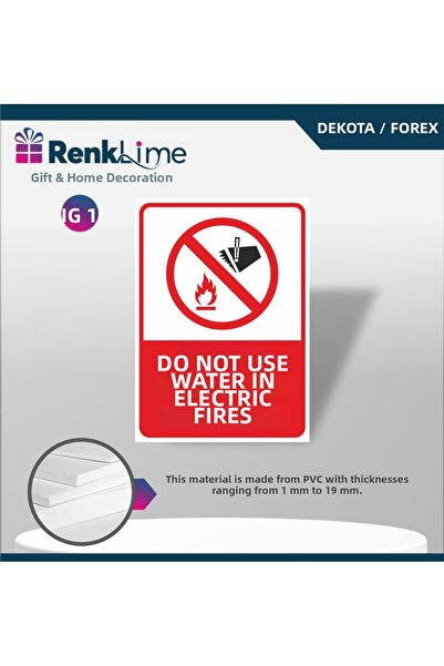 renklime Warning Sign - Use of Water in Electrical Fires