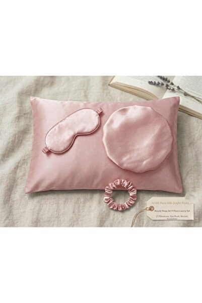 Nomads Felt مجموعة نوم تجميلية ثلاثية من حرير قطع نقية 100% + حرير هدية (غطاء...