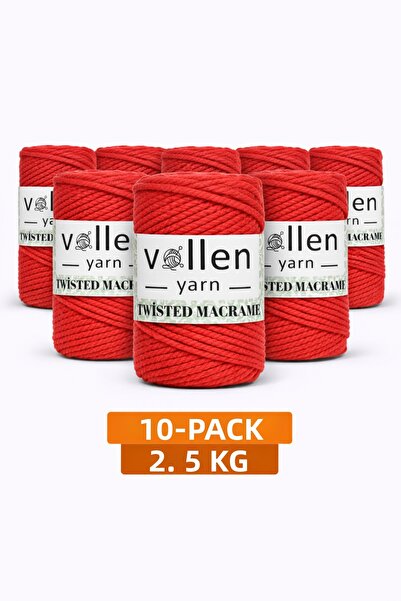 vollen yarn Snur din bumbac macrame premium, 3 straturi, 250 gr, pachet de 10...