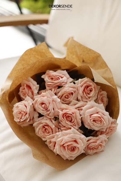 Dekorsende Artificial Rose Bunch Pink 40 cm