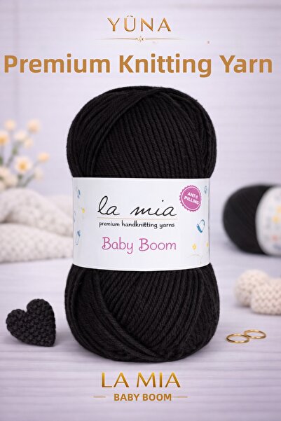 La Mia Yarn La Mia Baby Boom Light Navy Blue Hand Knitting Yarn 940 Black
