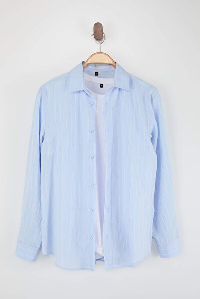 Trendyol Collection Light Blue Regular Men's Shirt Tmnss26Go00014