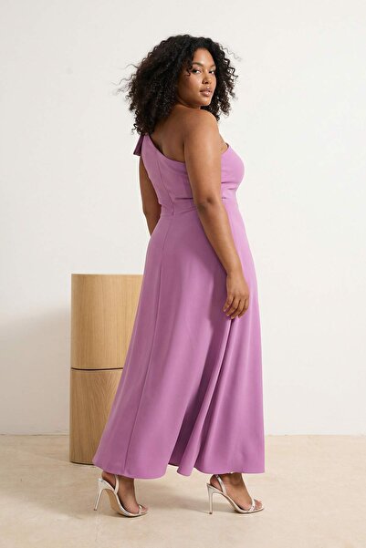 Trendyol Curve Ružičasta Finike Tkano haljina veće veličine TBBSS25AH00053