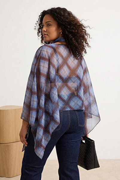 Trendyol Curve Plava šifonska bluza veće veličine TBBAW26AF00118