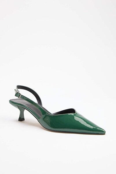 TRENDYOL SHOES Grünes Lackleder 4,5 cm Damen Klassische Schuhe mit Absatz TAK...