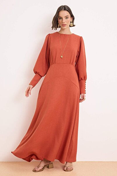 Trendyol Modest Haljina sa hidžabom od tkanog cimeta TCTSS26EB00080