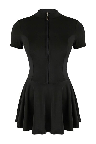 Trendyol Collection Μαύρο μαγιό με φούστα Surfer Covered Λεπτομέρεια με φερμο...