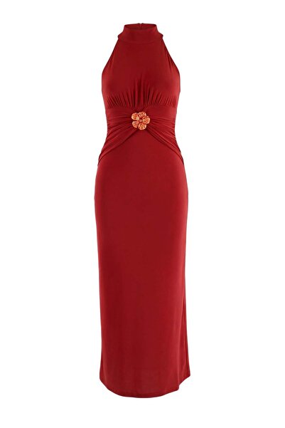 Trendyol Collection Tile Bodycon Halter Collar Sleeveless Accessory Detailed ...