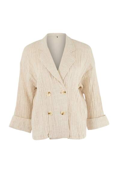 Trendyol Collection White Muslin Unlined One Size Oversized Jacket Twoss26Bc0...