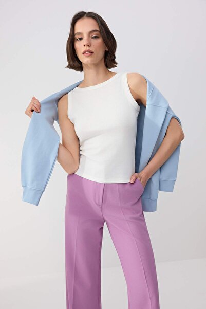 Trendyol Collection Ecrufarbenes, eng anliegendes, ärmelloses, geripptes Baum...