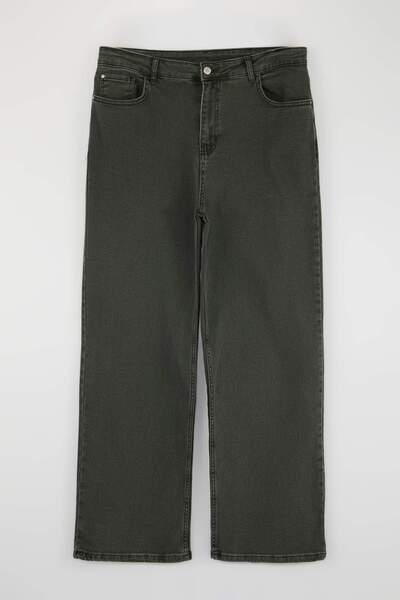 Trendyol Curve Green High Waist Wide Leg Plus Size Wide Leg Jeans Tbbaw23Cj00020