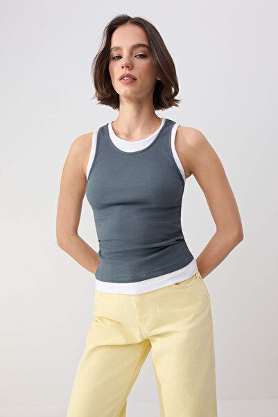 Trendyol Collection Wardrobe Essentials-Anthracite Double Layer Fitted/Sleeve...