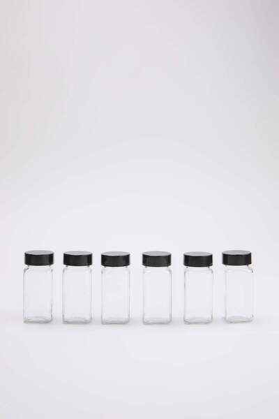 TRENDYOLMİLLA HOME طقم من 6 قطع من أوعية التوابل الزجاجية المربعة ذات الأغطية...