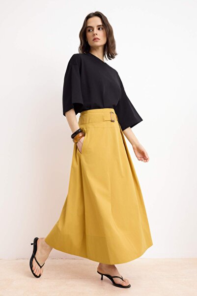 Trendyol Modest Camel Kemer Детальна спідниця А-силуету TCTSS26EE00009