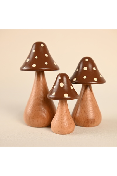 Zyt Tasarım Doğal Ahşap Mantar Süs Mantar Şans Mantarı Dekor Uğurlu