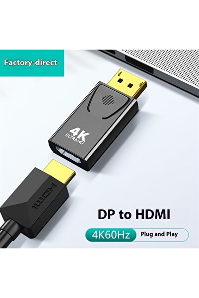 Derwell Yeni 4k Displayport Hdmı Adaptörü Dönüştürücü Ekran Portu Erkek Dp Hd...