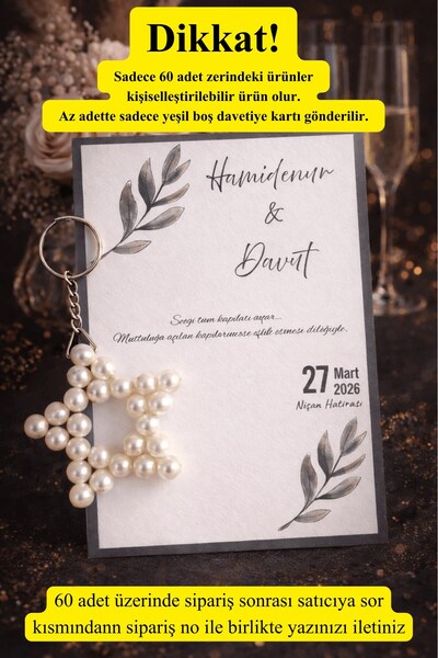 Emtory Home 15 Adet Uzun Zincirli İnci Yıldız Anahtarlık - Kişiye Özel Yazı -...