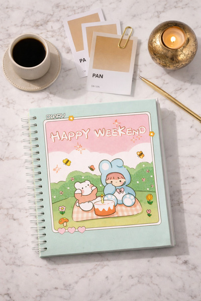 matheon 17X17 cm Square Spiral Notebook |   Cute Cartoon Diary and Notebook