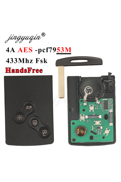 Choice بطاقة مفتاح السيارة الذكية jingyuqin 433MHz 4A PCF7953 لسيارات رينو كل...