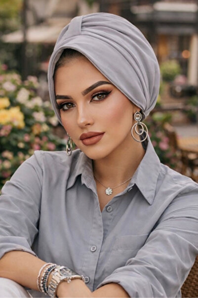 Aişe tesettür Taş Gri Tesettür Şapka Bone