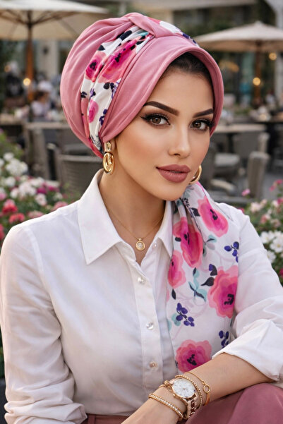 Aişe tesettür Šal, šešir, kapa od suvog ružinog cveta