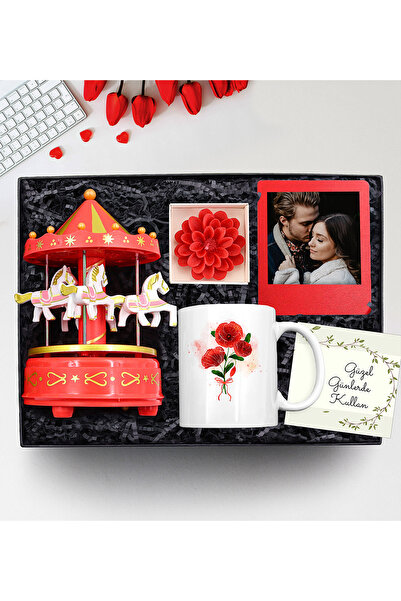 Trendmiya Atlı Karınca Müzik Kutusu & Kupa & Lotus Mum & Çerçeve Hediye Seti