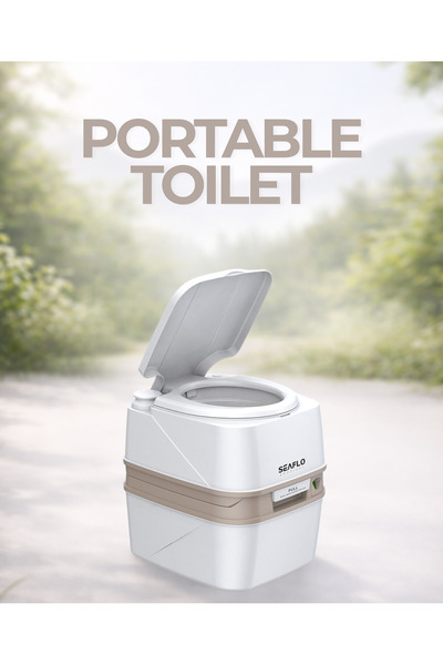 Seaflo مرحاض تخييم محمول سعة 18 لترًا مع خزان تدفق سعة 10 لترات، مرحاض يدوي م...