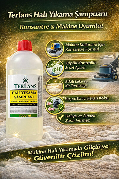 Terlans Parfümlü Halı Yıkama Şampuanı 1 Lt Makine Için Köpük Ve Ph Ayarlı Kon...