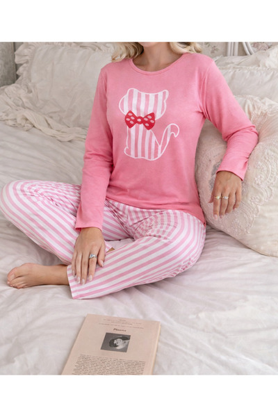 MİSSLALE Σετ γυναικείας πιτζάμας με μακρυμάνικο μπλουζάκι με σχέδια