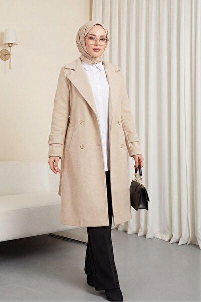 HİJABAYA Пальто з поясом і деталями в стилі болеро