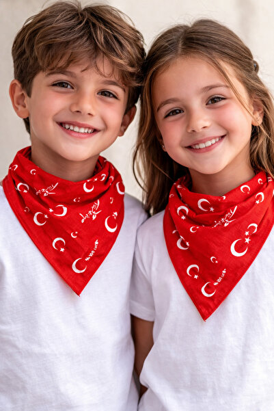 Sibel Günay Butik Red Scarf with Turkish Flag and Turkey Written on It, Pack ...