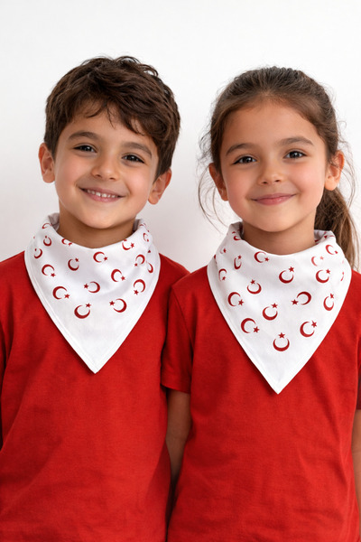 Sibel Günay Butik Eșarfă albă cu steag turcesc, pachet de 10 / Bandană |   Eș...