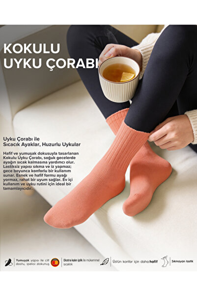 Bolero Kadın Kokulu 2'li Uyku Çorabı Turuncu Şeftali