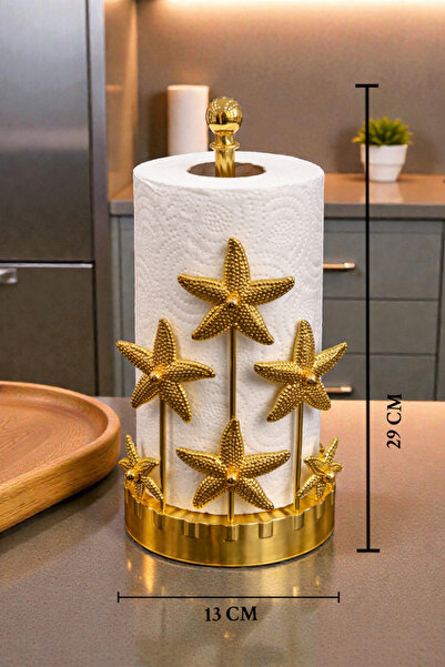 CHANCE GİFT حامل مناشف ورقية ذهبي أنيق من الفولاذ المقاوم للصدأ مع أحجار كريس...