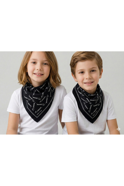 Sibel Günay Butik Ataturk Signed and Portrait B Printed Black Scarf/Bandana 2...