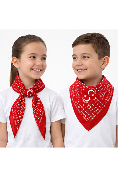 Sibel Günay Butik Ay Yıldız Hilal cu imprimeu Eșarfă roșie 10 bucăți / Bandan...