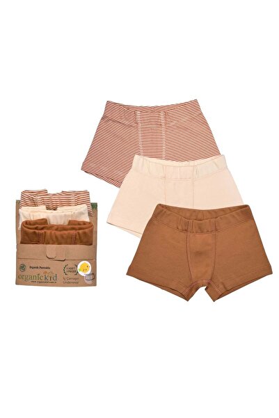 OrganicKid %100 Organik Pamuk Cinnamon Erkek Çocuk Boxer Set 3'lü