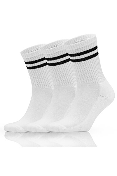 SONNORS 3 perechi de șosete sport lungi, albe, retro, pentru femei și bărbați...