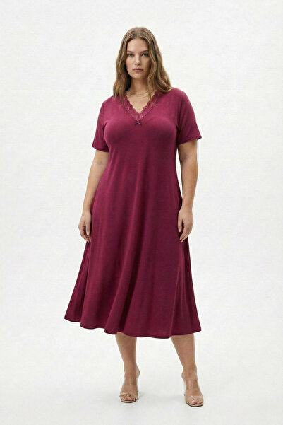 Mivoon Φόρεμα με λεπτομέρεια από ύφασμα μπαμπού με δαντέλα με λεπτομέρεια 7XL