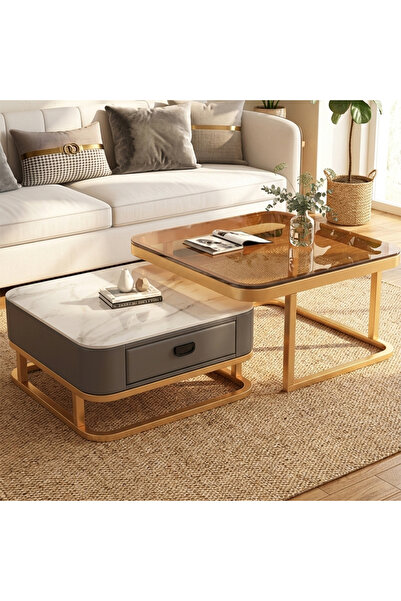 KEKE طاولة قهوة مستديرة بسيطة حديثة فاخرة خفيفة لغرفة المعيشة في شقة صغيرة