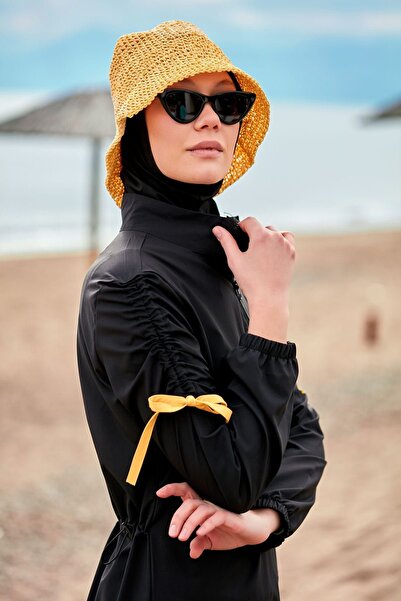 Marina Pălărie galbenă de paie - tricotată manual, model 14399