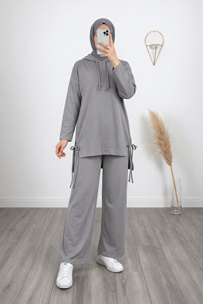 BENAHOLL Ferelle Side Lace-Up Hooded Trouser Suit-Mf1743 Gray