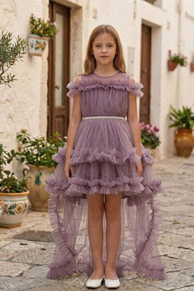 Zaziko Kids Κοριτσίστικο φόρεμα πριγκίπισσας με τούλινη ουρά σε στρώσεις