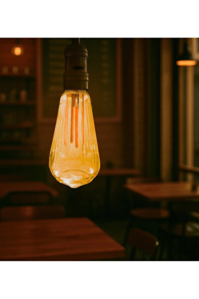 CONANA Çizgili Armut Tasarım E27 Rustik Ampul Vintage Amber 2700K (4,5W - 500...