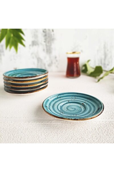 MADAM İZMİR Winter 6-Piece Tea Plate Set - Modern Spiral Patterned Stylish Pr...